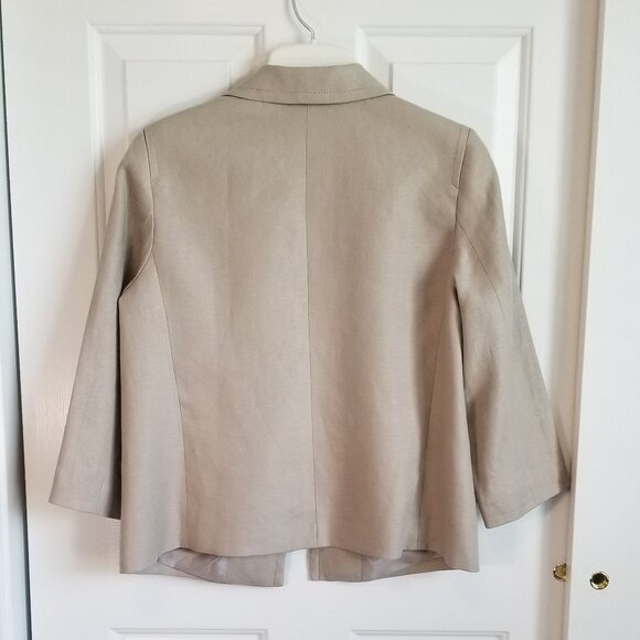 Talbots Tan Linen 3/4 Sleeve Jacket Blazer - Picture 2 of 4